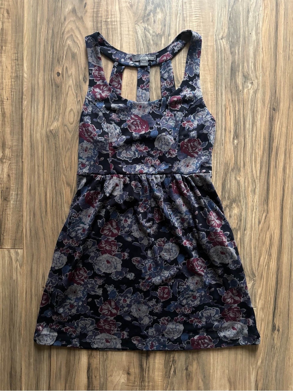 Twenty One Floral Textured Babydoll Dress Racerback Pockets Petite Small
